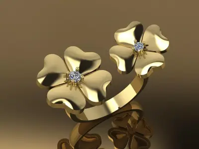 Clover Ring  Cleef Flower  3D print model