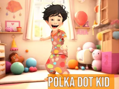 Polka Dot Kid Playful model pack Low-poly 3D model