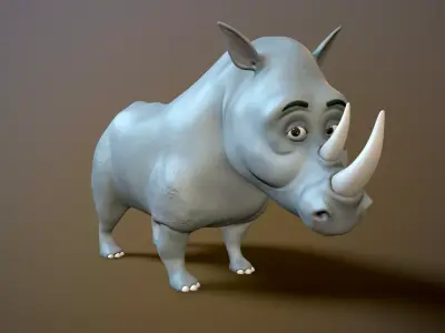 cartoon rhino Low-poly 3D model