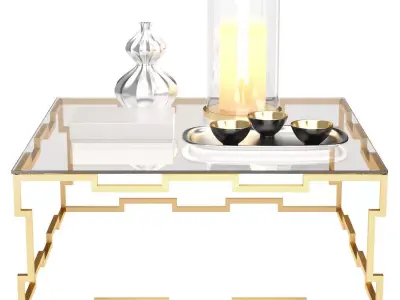 Bancroft Square Cocktail Table Glass Top and Metal Base 411-011 3D model