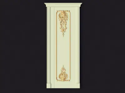 door stl ornate cabinet with gold trim 3D model