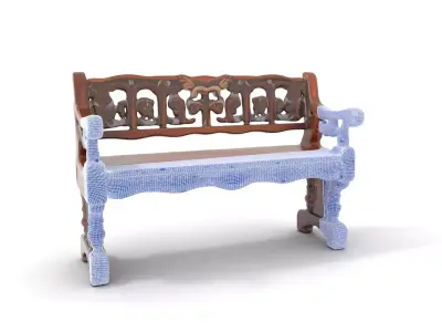 Ornate Wooden Bench model pack Low-poly 3D model
