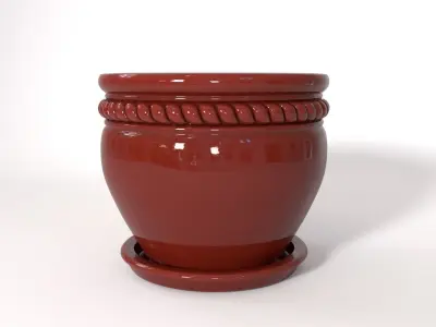 Flower Pot With Saucer and Soil 3D model