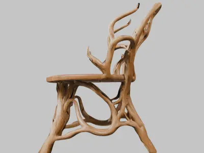 Stylized Root Chair 3D Model Low-poly 3D model