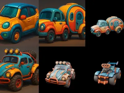 Stylized Car Advanced model bundle 23 pack 35 glb 3D model