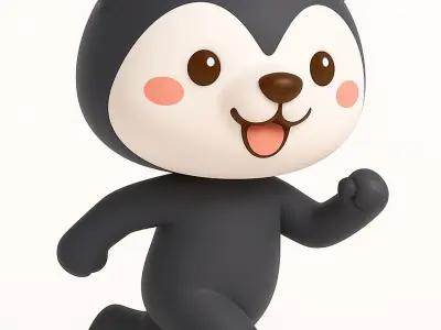 Cartoon Wolf character 3d  Low-poly 3D model