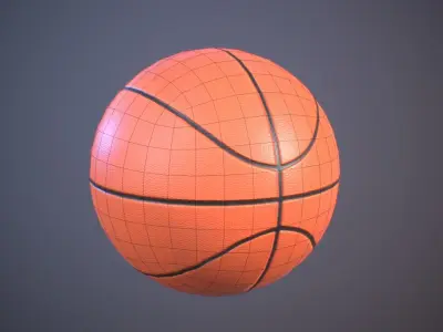 Basketball game-ready low poly high poly model ball Low-poly 3D model