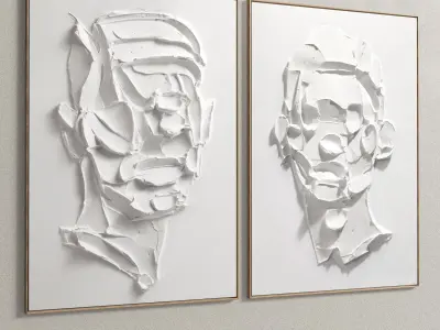 Plaster Two Photo Frame 79 Low-poly 3D model