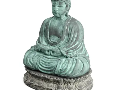 Buddha japanese statue Low-poly 3D model