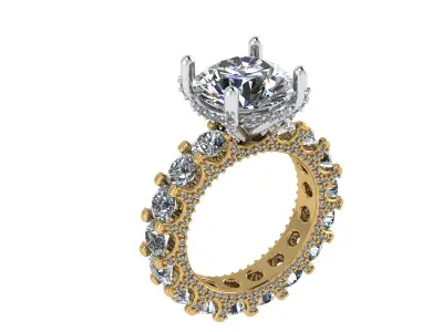 Two tone luxury engagement ring 3D print model