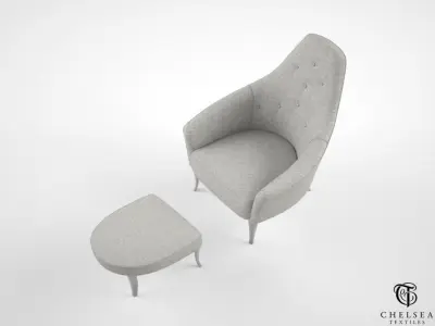 Chelsea Textiles armchair with curved back 3D model