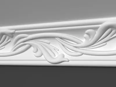 Cornice Moulding 3D Model with Floral Organic Elements 3D model
