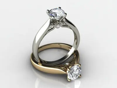 1Cts Diamond Engagement Ring 3D print model