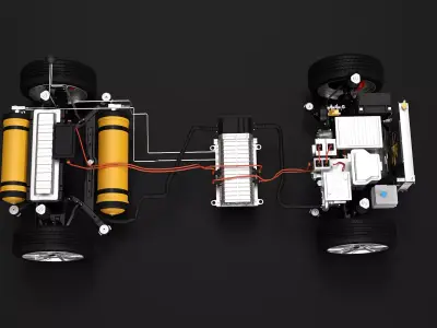 FWD Hydrogen Fuel Cell Car Chassis 3D model