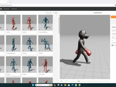 Boxing Rhino Animal Animated  Low-poly 3D model