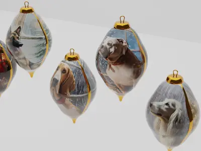 Christmas Pet-dogs-set1 3D model 3D model