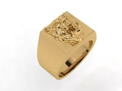Tiger Head Ring for Men 3D print model