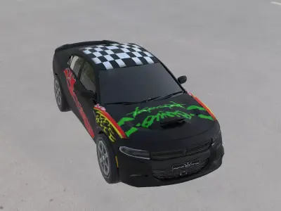 car low poly model dodge  Low-poly 3D model