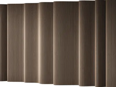 433 wall composition 14 wave fluted raised wood Reeded Panels 01 3D model