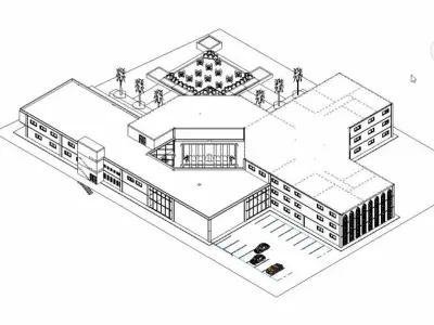 CULTURAL CENTER -compelete revit project -P3 3D model
