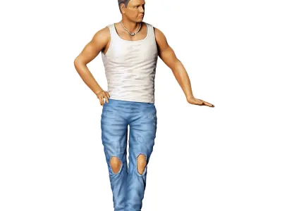 N6 a man leaning on a car 3D print model