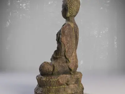 Old stone statue of Buddha Low-poly 3D model Free low-poly 3D model