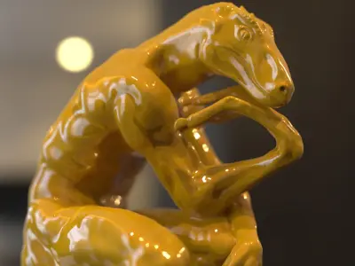 the thinker reptile sculpture 3D model