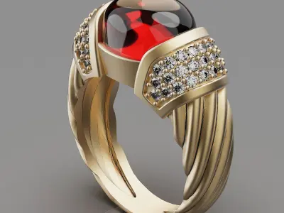 Lux ring silver gold sterling printable jewelry 3D model 3D print model 8