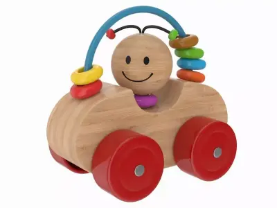 Wooden Car Low-poly 3D model