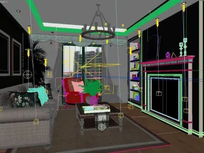 Modern American Style Living Room Low-poly 3D model