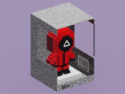 Voxel Toy Squid Game Low-poly 3D model