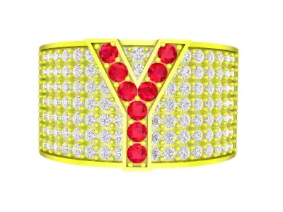 A6995 Y Letter Diamond Women Band Ring 3D Print 3D print model
