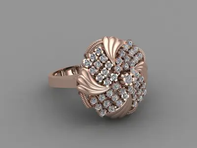 Rose Gold Women Diamond Ring 3D print model 3D print model 5