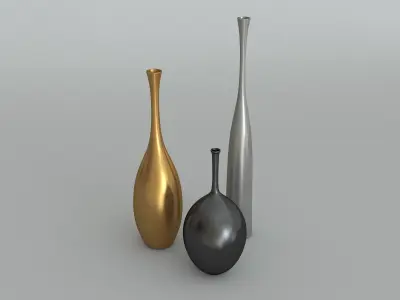 The sleek Reid  Ryan and Regan Vases 3D model