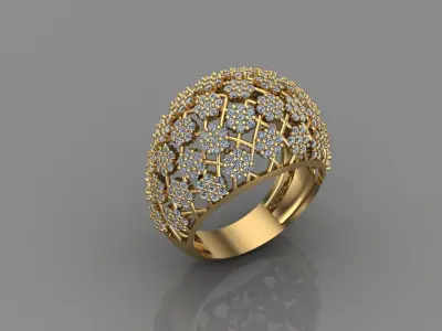 STL 3DM Print Ready Women Diamond Ring Lightweight Printable  3D print model 126