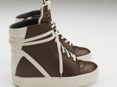 Sneakers Rick Owens Geobasket Converse Brown Low-poly 3D model