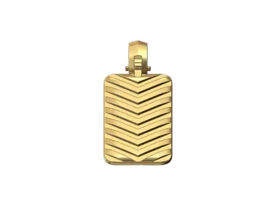 Carved V strips rectangular dogtag pendant with bail 3D print model