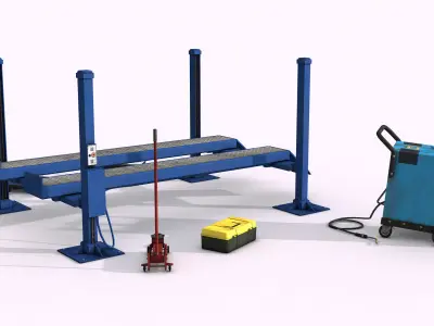 Auto Repair Shop Lowpoly Car Service 3D Models Collection Low-poly 3D model