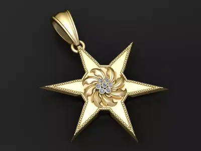 six point star necklace  3D printable model  3D print model
