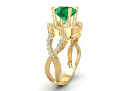 Luxury Emerald Triangle Cut Diamond Ring 3D Model for Women 1725 3D print model
