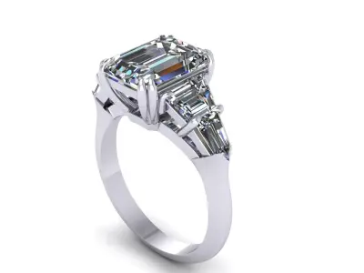 Four Stone Wedding Ring V6 3D print model