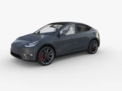 Tesla Model Y RWD Midnight Silver with interior and chassis 3D model