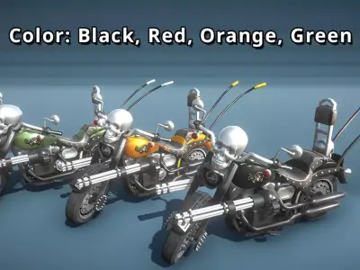 Warrior Bike Off Road Harley Low-poly 3D model