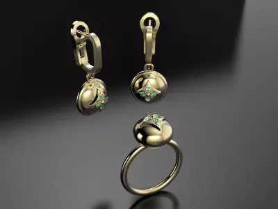 Star Set ring and earrings  3D print model