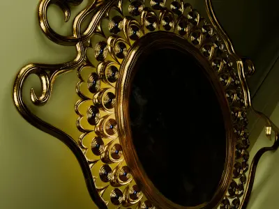 Miroir Ancien en Laiton Sculpte 3D model