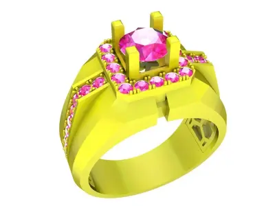 A7427 Korean Style Diamond Men Ring 3D print model