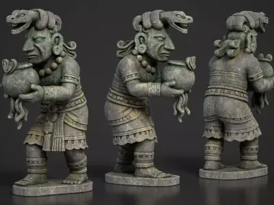 7 Ancient Mayan Statues 3D Asset Pack 250818 Low-poly 3D model