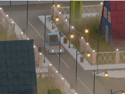 Lowpoly Modular City Street 3D model