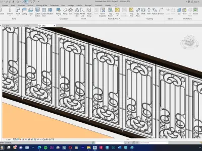 Classic Railing Revit Family type 015 3D model