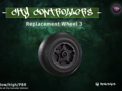 CITY CONTROLLERS Replacement Wheel 3 - PBR lowpoly Low-poly 3D model